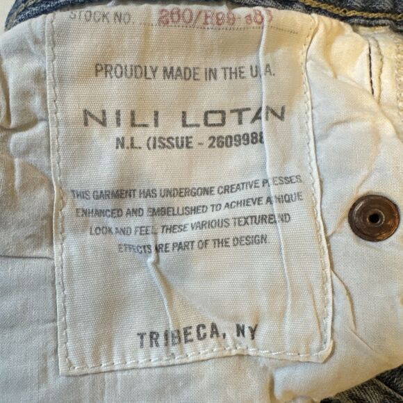 Nili Lotan Boyfriend Size 28 Cropped Raw Hem Button Fly Straight Leg Blue Jeans - Picture 6 of 12